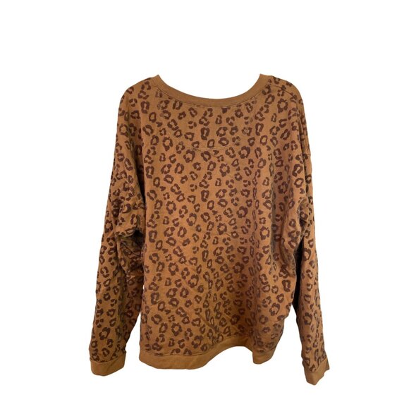 Time Tru Leopard Crewneck Sweatshirt XL Brown Y2K Streetwear Soft Cozy Mobwife - Picture 2 of 7